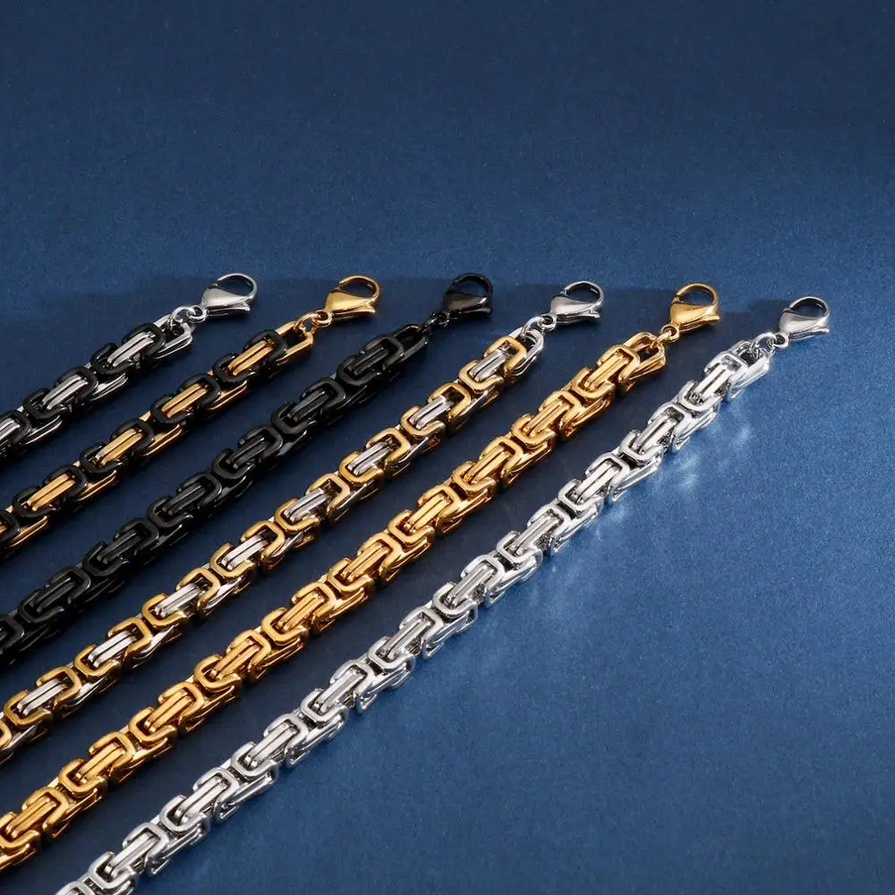 Royal Box Chain Necklace For Men Male Stainless Steel Long Necklace Personalise Jewelry Boyfriend Gift 4 5 6 8mm Width stainless steel necklace metal necklace sterling chain necklace