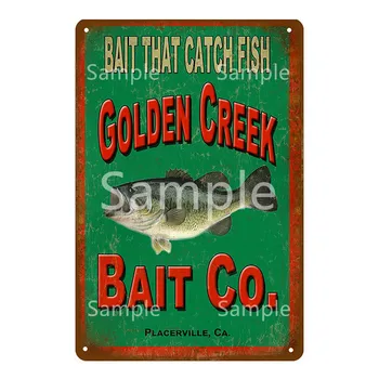 Small fishing tin sign vintage style 20cm x 30cm Bait advert 1