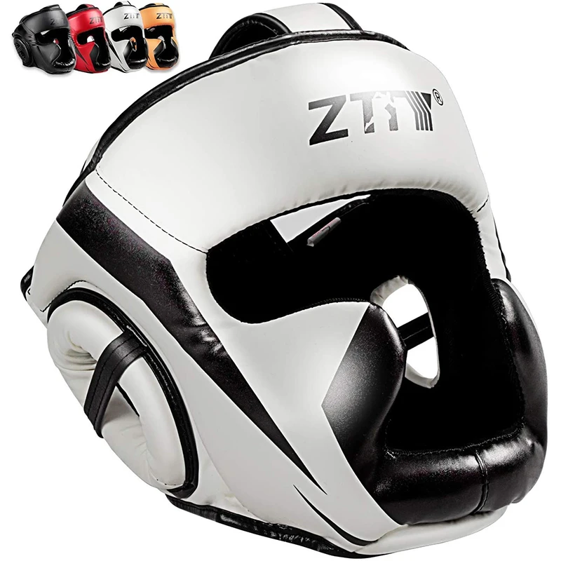 Ztty Fullcovered Boxing Helmet Muay Thai Pu Leather Training Sparring Boxing Headgear Gym
