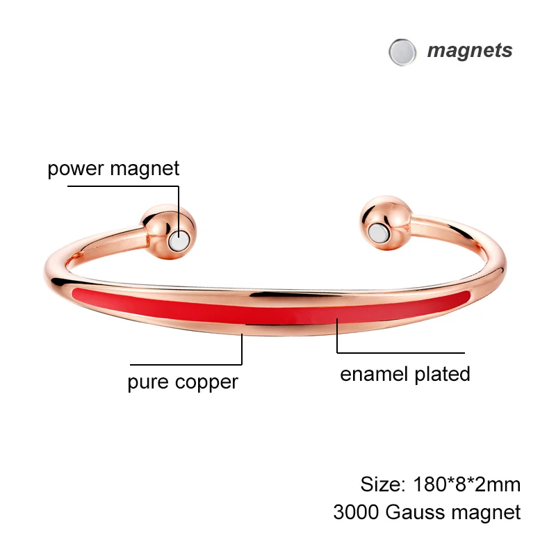 OKtrendy Enamel Handmade Romantic Copper Bracelet For Women Copper Cuff Bangle Charm Jewelry Lover Party Gift