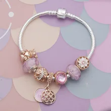 Стиль DIY розовое золото цветок серии Womenundefineds змеиная кость браслет