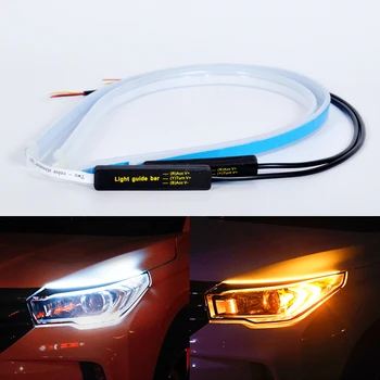 

2pcs Waterproof Flexible Universal Car LED DRL Daytime Running Light Flow Runs Headlight LED Strip Brake Turn Signal Light