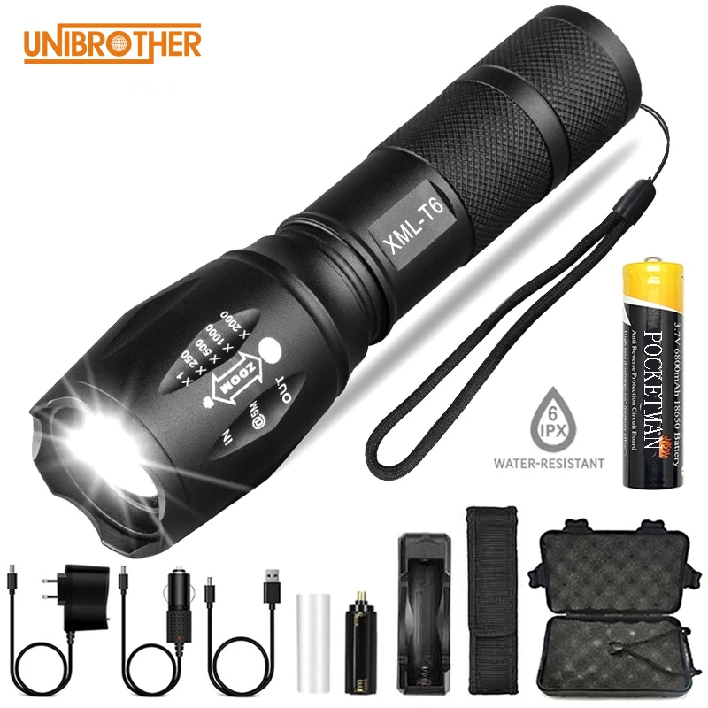 2021 NEW Portable Powerful Lamp XML T6 Flashlight Linterna Torch Uses