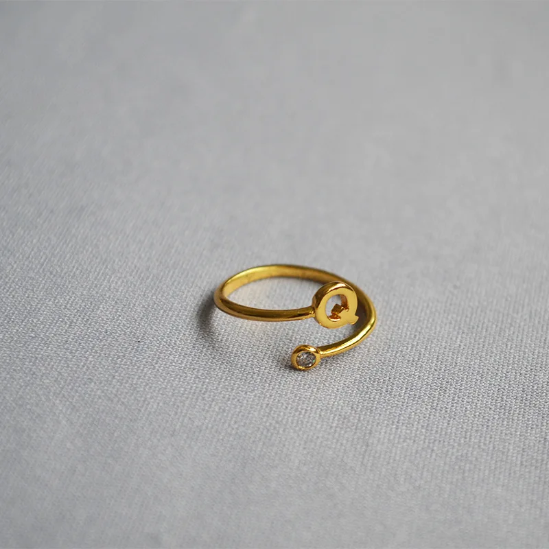New Design Letter Ring Alphabet Name Initial rings for women, Adjustable Opening,Round clear Zircon,Party engagement jewelry