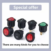 

5pcs KCD1-105 Diameter Small Round Boat Rocker Switches Mini Round Black White Red blue green 2/3/4 Pin ON-OFF Rocker Switch