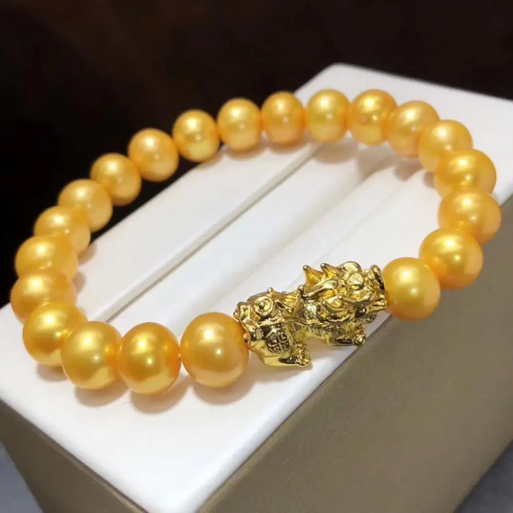 

Pearl Bracelets 1030 Fine Jewelry Natural Edison Golden Peals Bracelets 8mm for Women Fine Pearls Bracelets