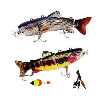 SPECIAL PRICE ❤️ 5.12inch/5.3inch Electric Fishing Lure USB Charging Bait 4Section Swimbait Crankbait Pesca Tackle Vivid Fish - discount item 46% OFF Sports & Entertainment
