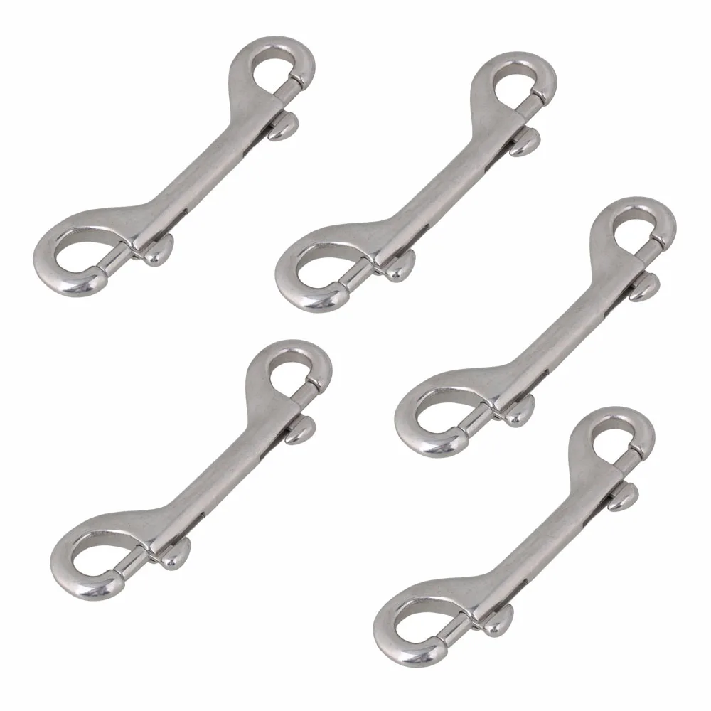 

304 Stainless Steel Silver 115mm Trigger Hook Double End Rigging for Lifting Sling Pack of 5