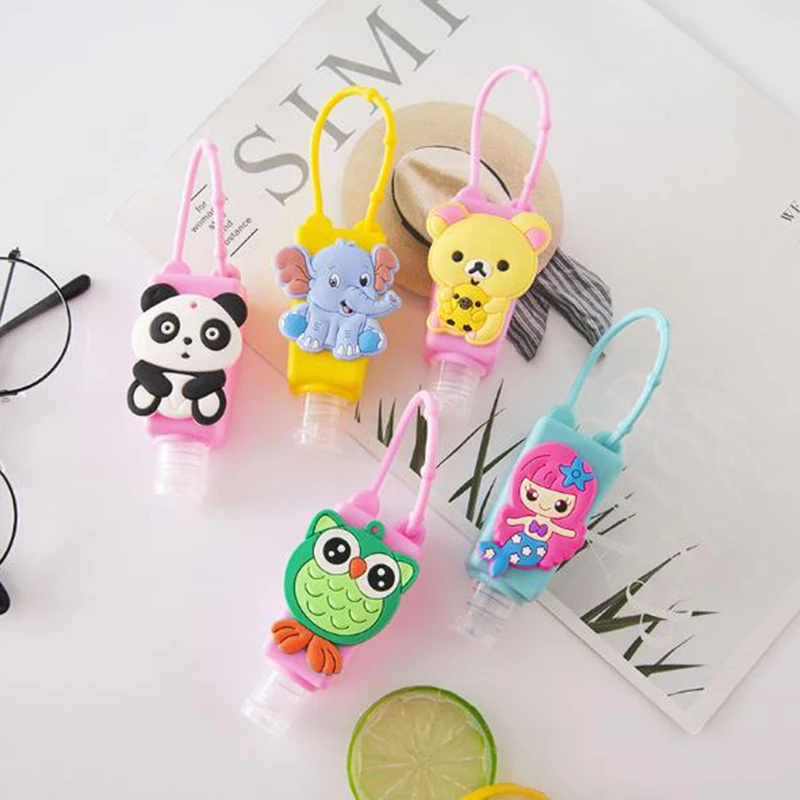 Cute Cartoon 30ML Mini Hand Sanitizer Split Bottles Portable Detachable Cover Silicone Bath Shower Hand Gel Holder For Travel