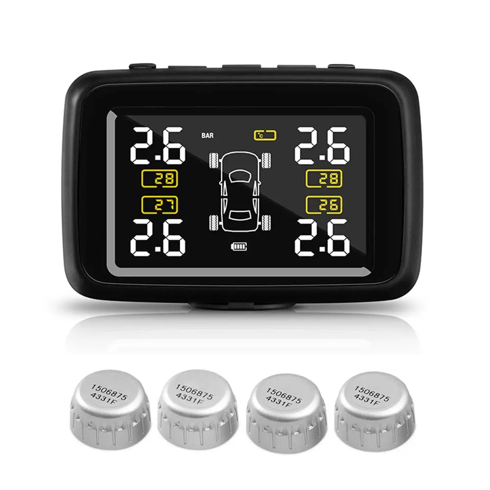 CAREUD U901TPMS Беспроводная автомобильное шинное система контроля давления с 4 внешними датчиками ЖК-Встроенный монитор