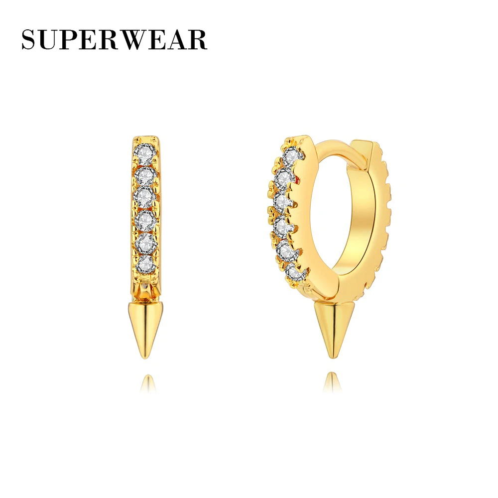 SUPERWEAR серьги-кольца для женщин Huggie серьги с радужным камнем желтый маленький