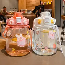 

Large-Capacity Cartoon Sticker Strap Rope Contigo Water Bottle Big Belly Cup Children Drinking Cup Sport Bottle