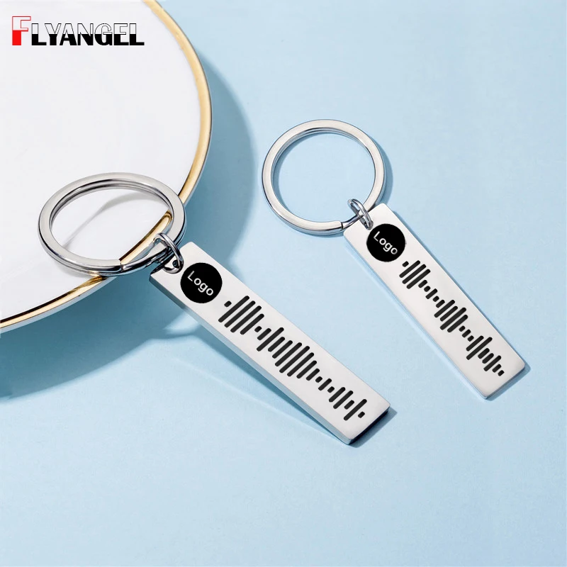 FLYANGEL-llavero personalizado para amantes de la música, regalo de novia y novio