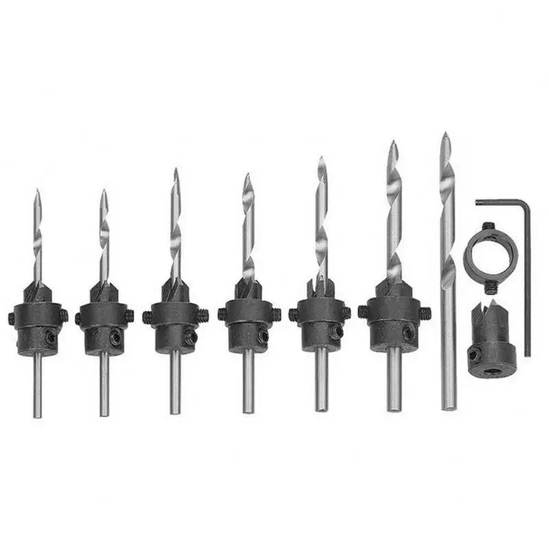 

7pcs/set Tapered Countersink Drill Bit Woodwork Carpentry Joinery Tapered Wood Pilot Hole Bits Hss Countersink Drill Bits + Case