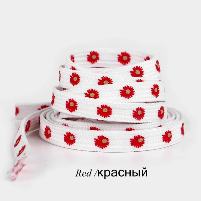 Little Daisies Shoelaces Cartoon Printing Fashion Unisex Flat Shoe laces High-top Canvas Sneakers Shoelace AF1 Sports Shoelaces Red
