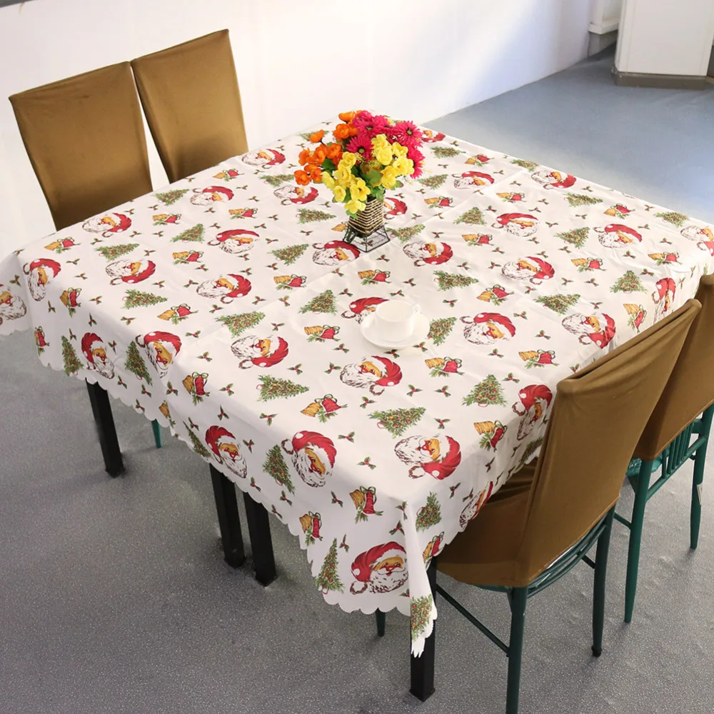 

Christmas Table Cloth XmasTree Santa Claus Printed Tablecloth Table Mat Cover Festival Decor Elk Home Textile White Tablecloth