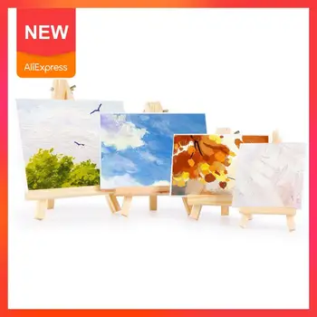 

Mini Canvas And Natural Wood Easel Set For Art Painting Drawing Wedding Educational For Children Supply Toys Craft Q1L1
