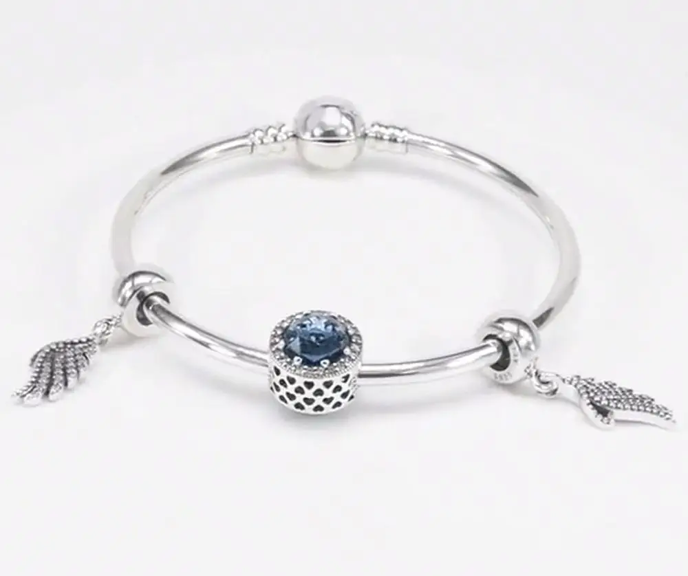 

Kaliyah Shop Original 1:100% 925 Pure Silver Blue Cat-Eye And Wing Pattern Bracelet Is The First Choice For Gift Gift Free Of Ch
