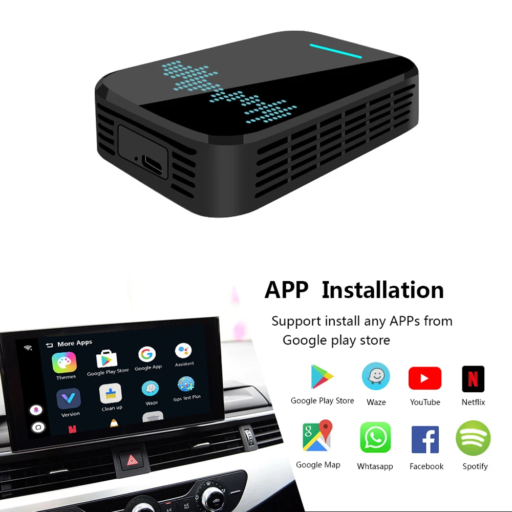 Carplay Ai box 4+32G  with Android 9.0 support Mirror link Android auto Car TV box  Plug and Play For VW  Audi  Benz