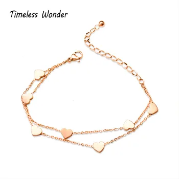 

Timeless Wonder Titanium Layered Heart Charms Bracelet Women Jewelry Stainless Steel Punk Gothic Boho Ins Trendy Rare Sweet 5611