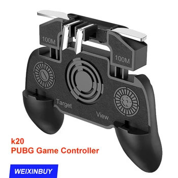 

New Mobile pubg controller joystick Turnover Button Gamepad for PUBG iOS Android Six 6 Finger Operating Gamepad With Cooling Fan