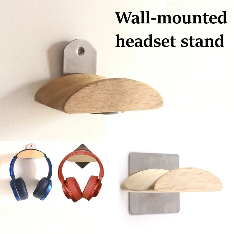 Wall mounted Headphone Rack Wall mounted Headphone Bracket Metal Wood Headphone Stand Internet Cafe Headset Rack Bracket