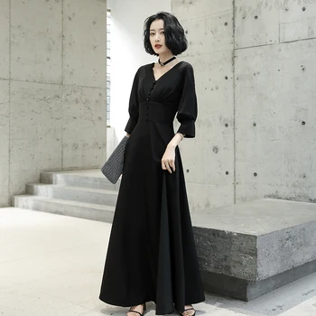 

AE548 Formal Long Evening Dress 3/4 Sleeves 2019 Formal Party Gown V Neck Autumn Robe De Soiree