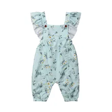 Barboteuse sans manches pour nouveau né fille, vêtements d'été, motif Floral, salopette couverte à boutons, tenue