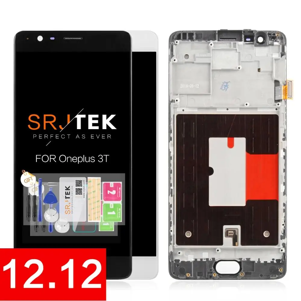 Tanie AMOLED 5.5 oryginalny ekran dotykowy Oneplus 3T z ramką LCD na jeden Plus 3T wymiana wyświetlacza A3010 A300