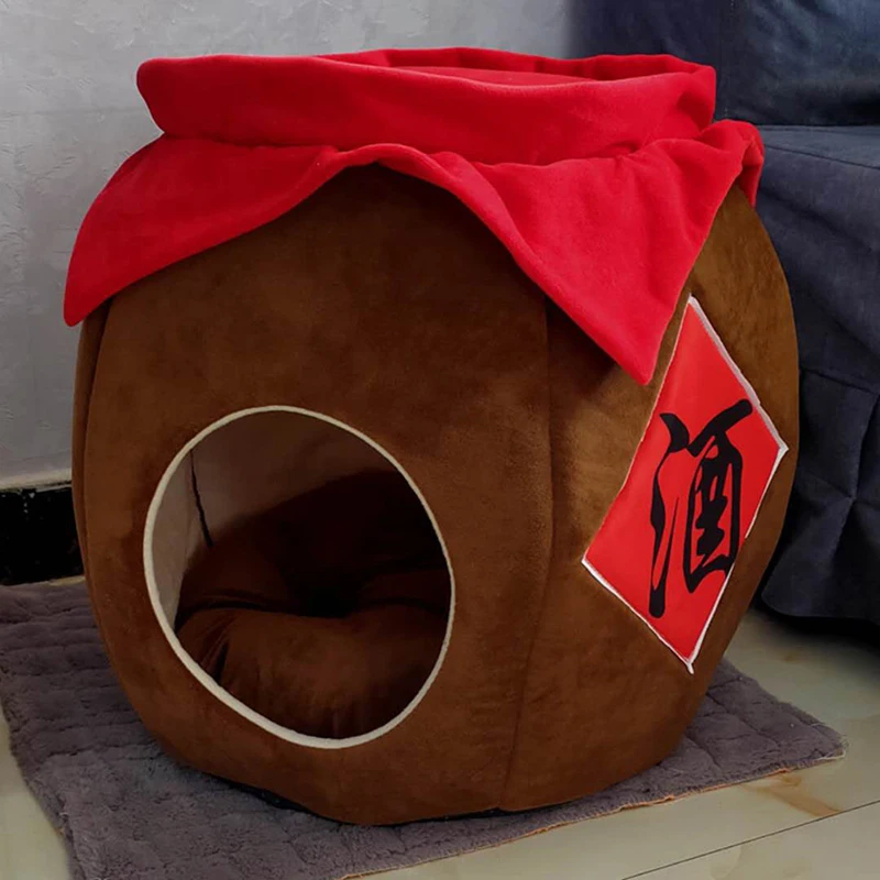 

Pet Dog House Foldable Bed With Mat Soft Winter Rice wine Dog Puppy Sofa Cushion House Kennel Nest Dog Cat Bed Small Medium Dogs