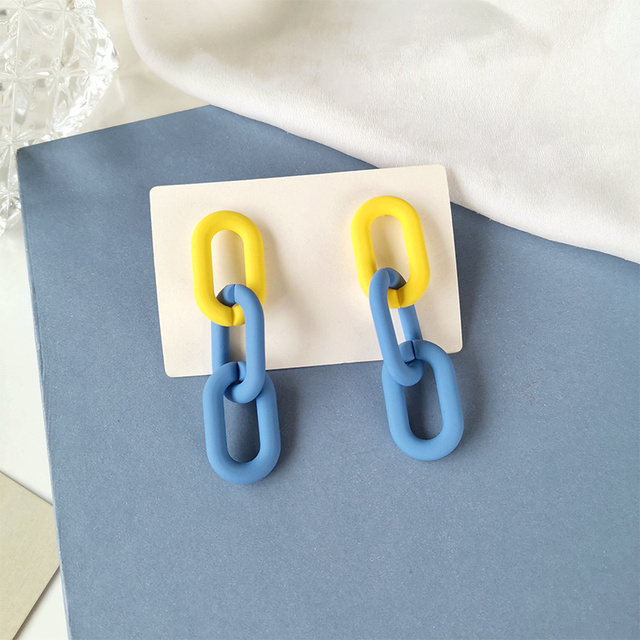 Simple Solid color Acrylic Chain Drop Earrings For Woman Fashion Korean exaggeration Big earrings Gift Jewelry  2022