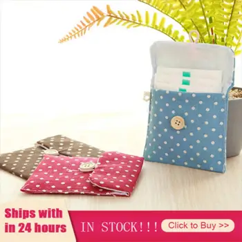 

Storage Bag Lovely Cartoon Cotton And Linen Girl Aunt Towel Collection Mask Bag For Sanitary Napkins Easy To Carry Organizer