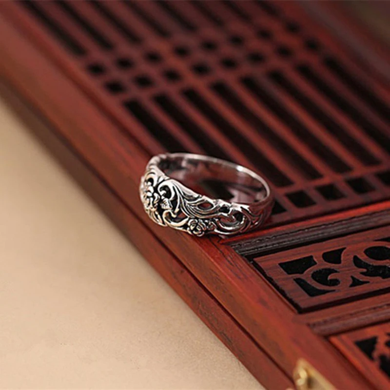 Antique Silver Color Ring for Women Carved Fashion Jewelry Female Rings Vintage Wedding Engagement Band Girl Gift Copper silver ring,finger ring,wedding rings,wedding ring