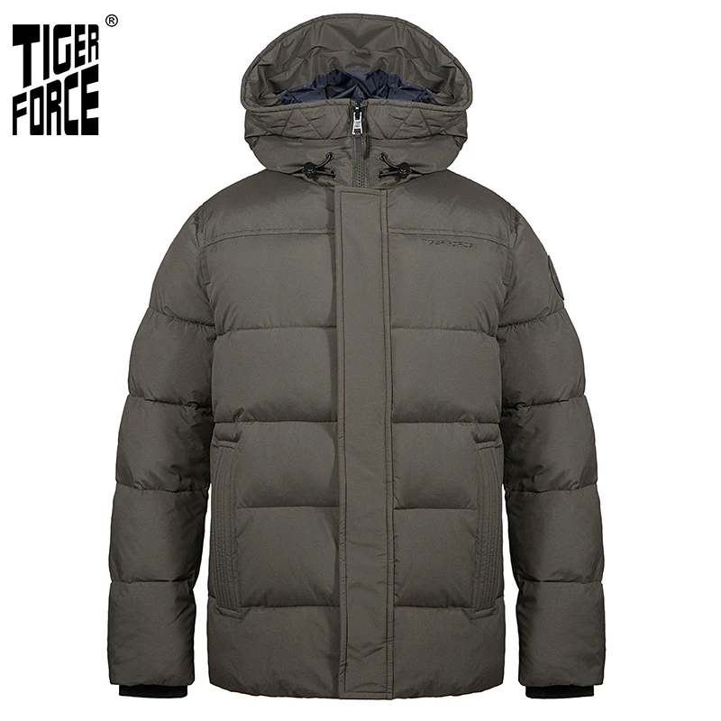 TIGER FORCE 2020 Мужская зимняя куртка средней длины с капюшоном теплая Повседневная