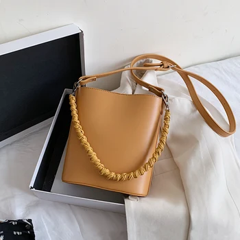 

Burminsa Chic Braided Strap Small Bucket Crossbody Bags For Women Korean Style High Quality PU Leather Female Shoulder Bags 2020