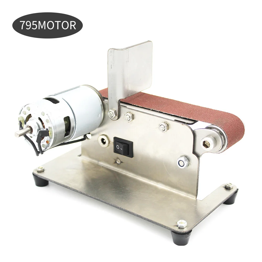 Горизонтальный ленточный шлифовальный станок мини электрический ленточный шлифовальный станок многофункциональный измельчитель DIY шлифовальная полировальная машинка - Цвет: 795 Motor