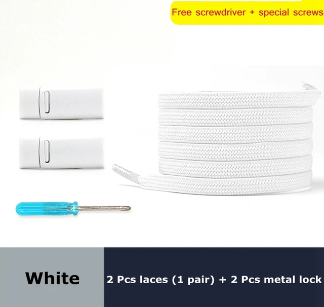 Magnetic lock Elastic Shoelaces Flat Of Sneakers No tie Shoe Laces Metal locking Easy to put on and take off Lazy Shoelace white