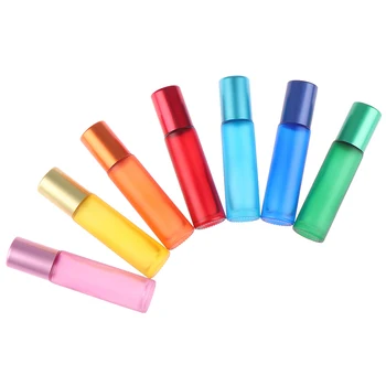 

10ml Mini Portable Frosted Colorful Thick Glass Roller Essential Oil Perfume Bottles