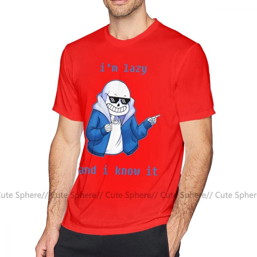 Undertale футболка Lazy And I Know It Оригинальная футболка мужская 6xl футболка уличная одежда забавная футболка из 100 хлопка с принтом - Color: Red