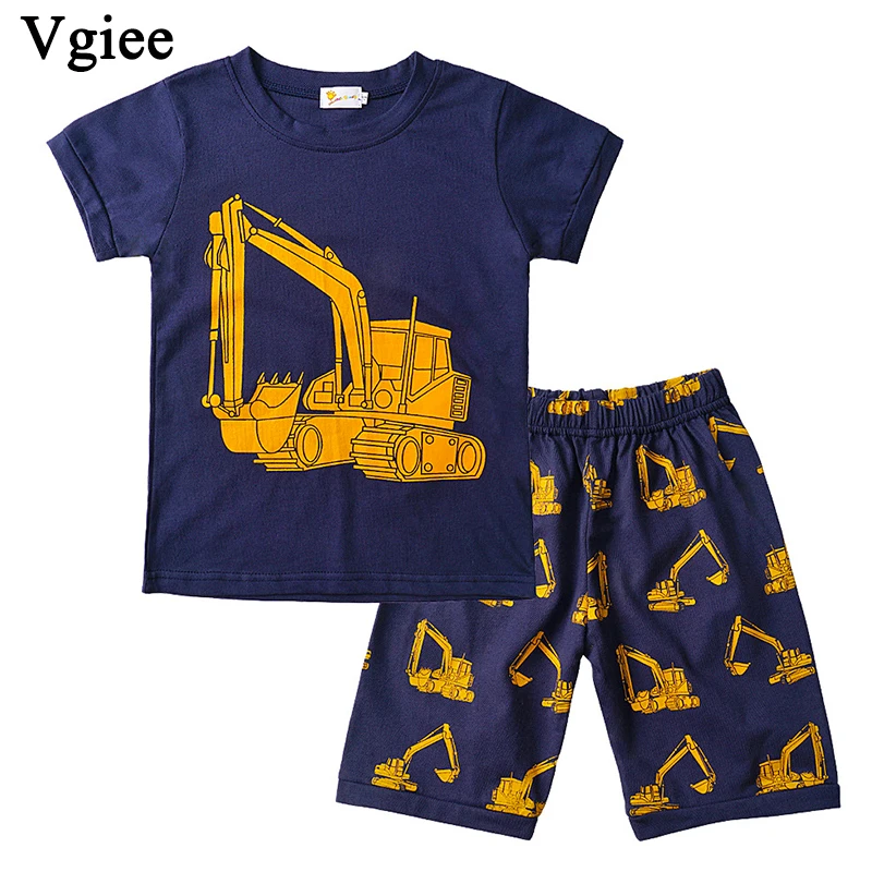 

Vgiee Kids Clothes Boys Kid Clothing 2019 Fashion Summer Excavator Cartoon Short O-Neck Boys Children Set Outfits Clothes CC140