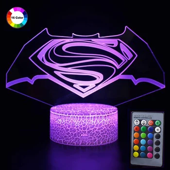 

Superman 3D LED Lamp Illusion Flash Night Light with Remote Control Batman Batman 3D Decoration LED Night Table Lamp Home Decor