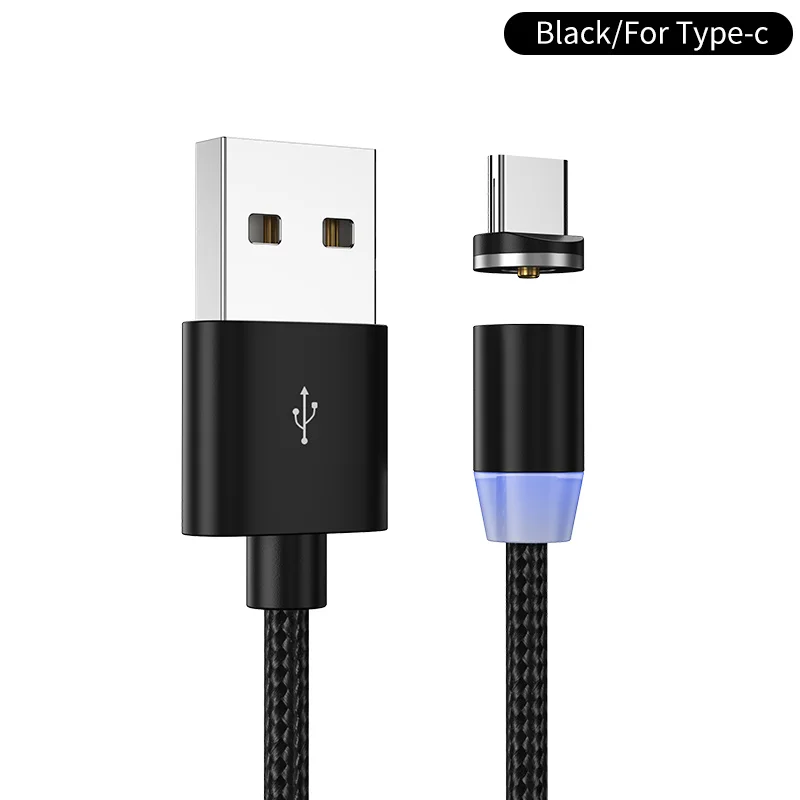 YKZ Магнитный USB кабель Micro USB кабель для iPhone samsung Android Быстрая зарядка Магнит usb type C кабель Шнур для мобильного телефона - Цвет: Black for Type C