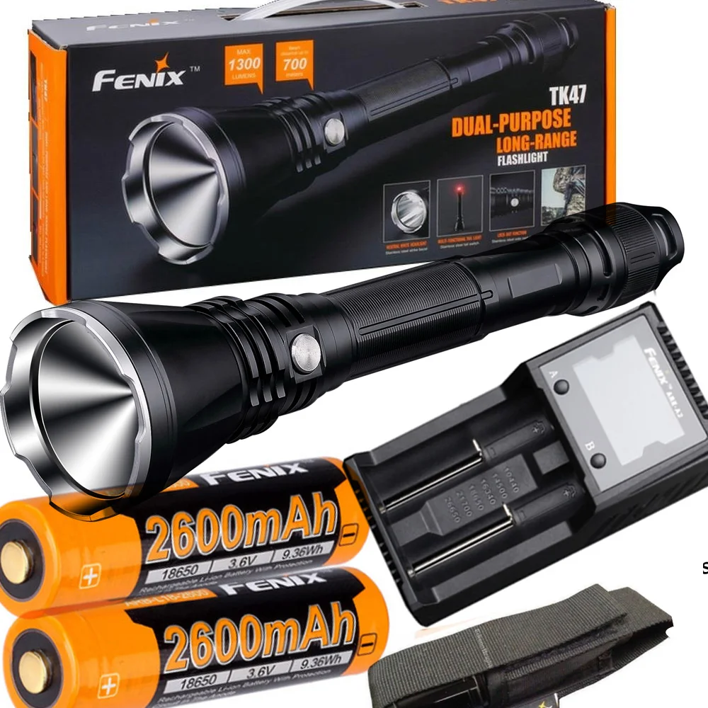 Fenix TK47 1300 люмен 2300 футов луч светодиодный фонарик с 2 х ARB-L18-2600 батарея и ARE-A2