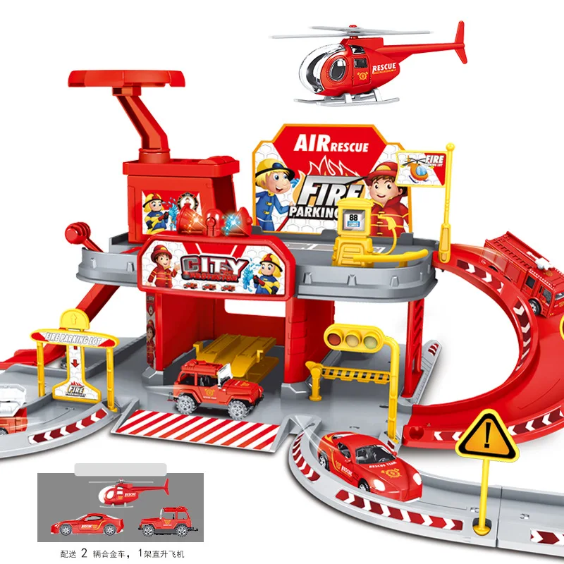 

Children Parking Lot Educational Toy Car Alloy Engineering Fire Truck Model Rail Car Police Car Airplane Boy Toy