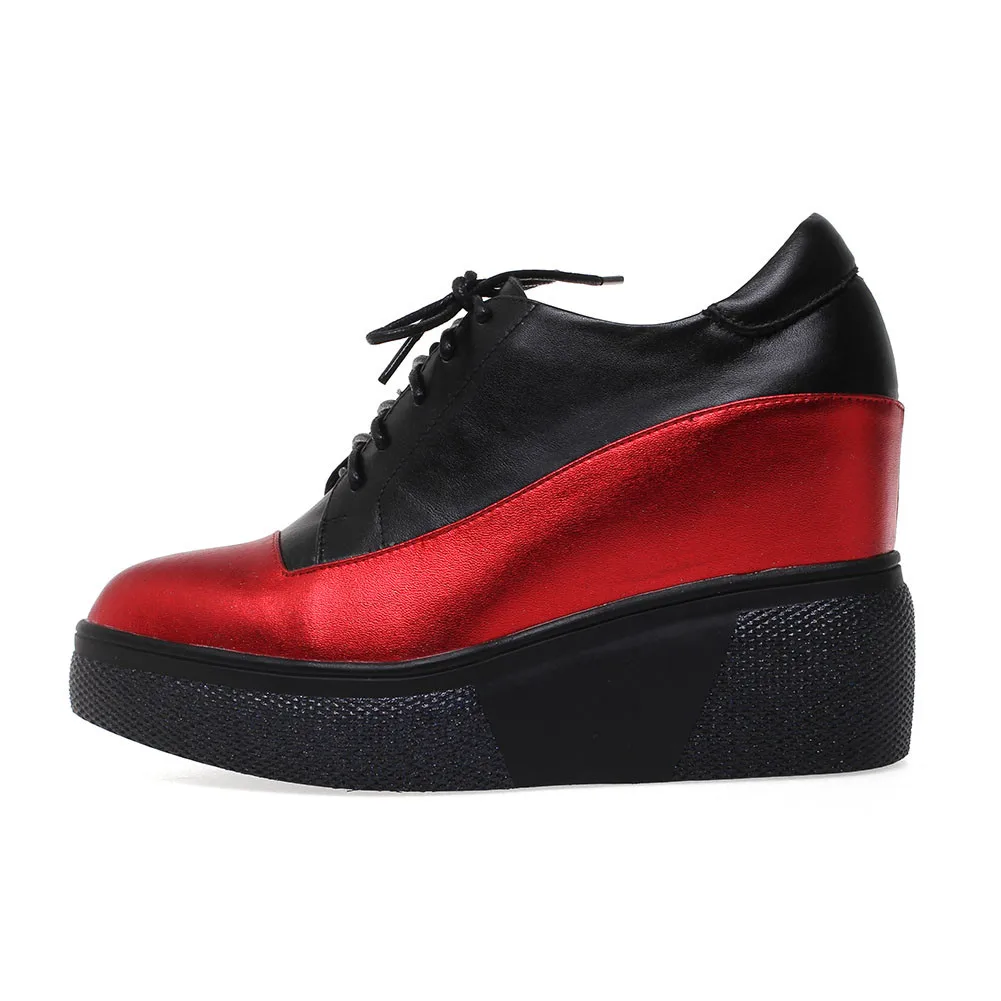 Dilalula Comfortable Fashion Height Increasing Ladies Pumps Platform Lace Up Pumps Women Spring Autumn Shoes Woman