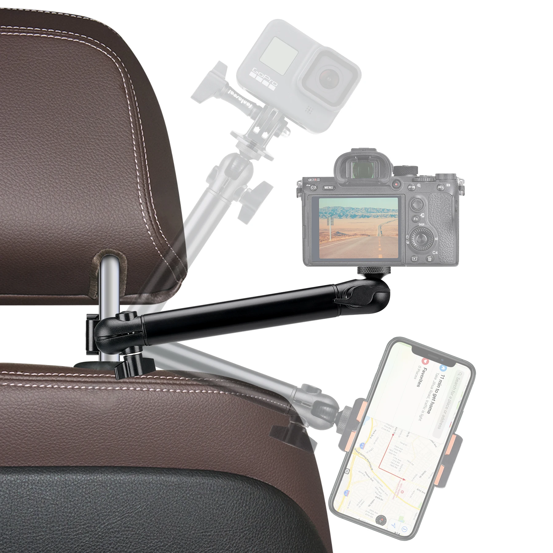 ActionCameraCarHeadrestMountVehicleCabDriverFPVVideoArm