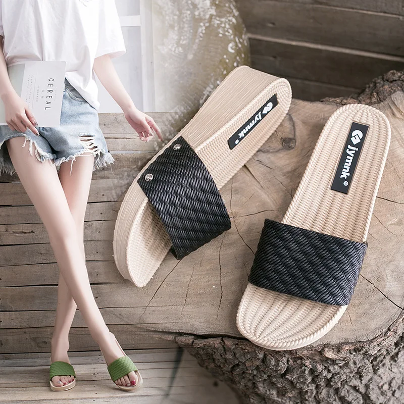 

Women's slippers women's slippers with non slip wear resistant thick soled medium heel and versatile soft soled women's slippers