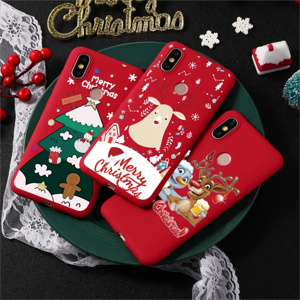 

Cartoon New Year Deer Case For Xiaomi Redmi Note 8 7 K20 6 5 Pro Plus S2 7A 6A 4X 5A Matte TPU Cover Case For Redmi Note 7 Pro