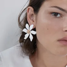 Корейский стиль ZA новые азиметрические Mismatched эмалированный лист и цветок серьги Мода сладкий Femmel Brinco ювелирных изделий