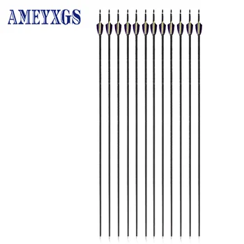 

12 Pcs Archery Mix Carbon Arrow Spine 900 Compound Recurve Bow Outdoor Hunting Shooting Training Accessories